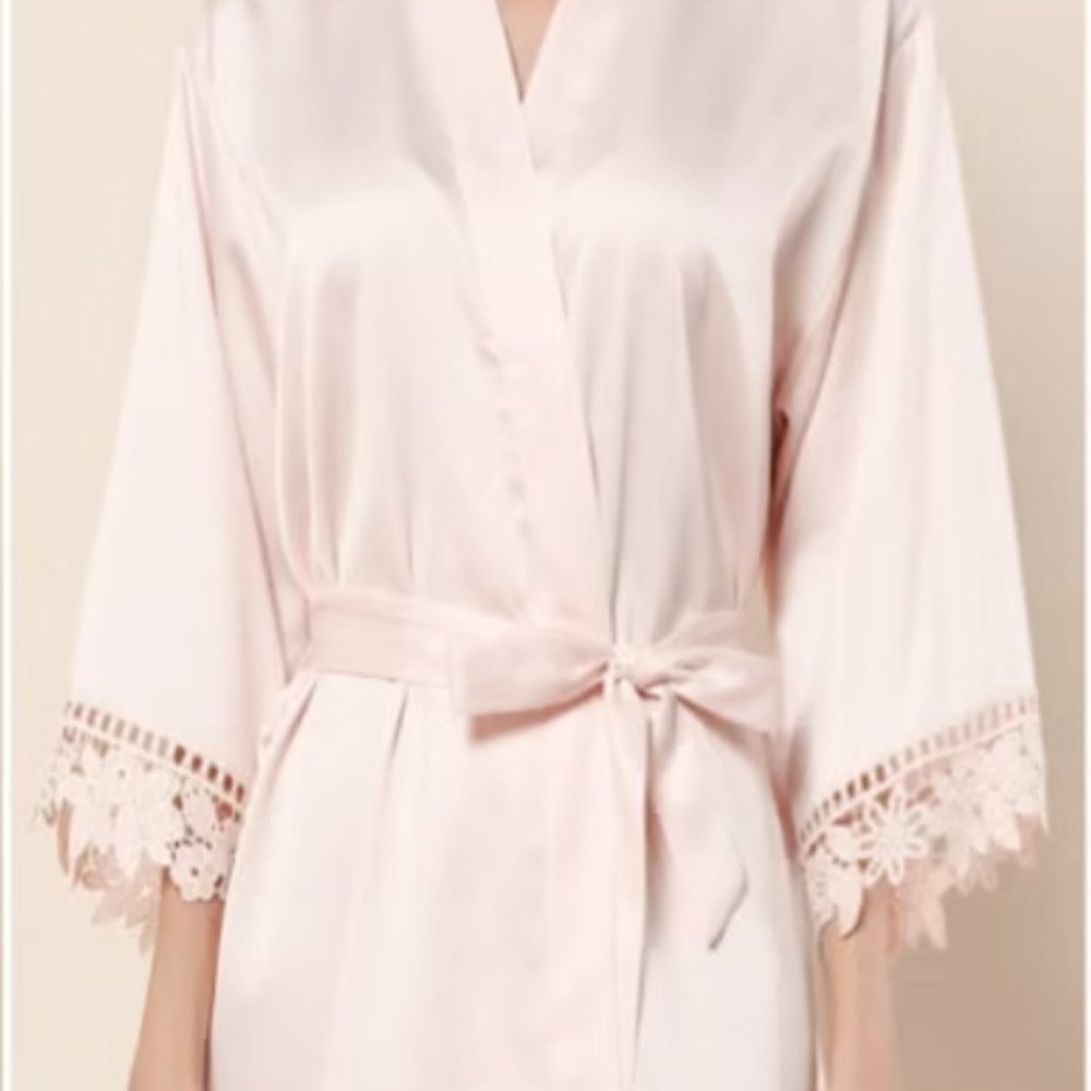 Lace Silk Satin Robe